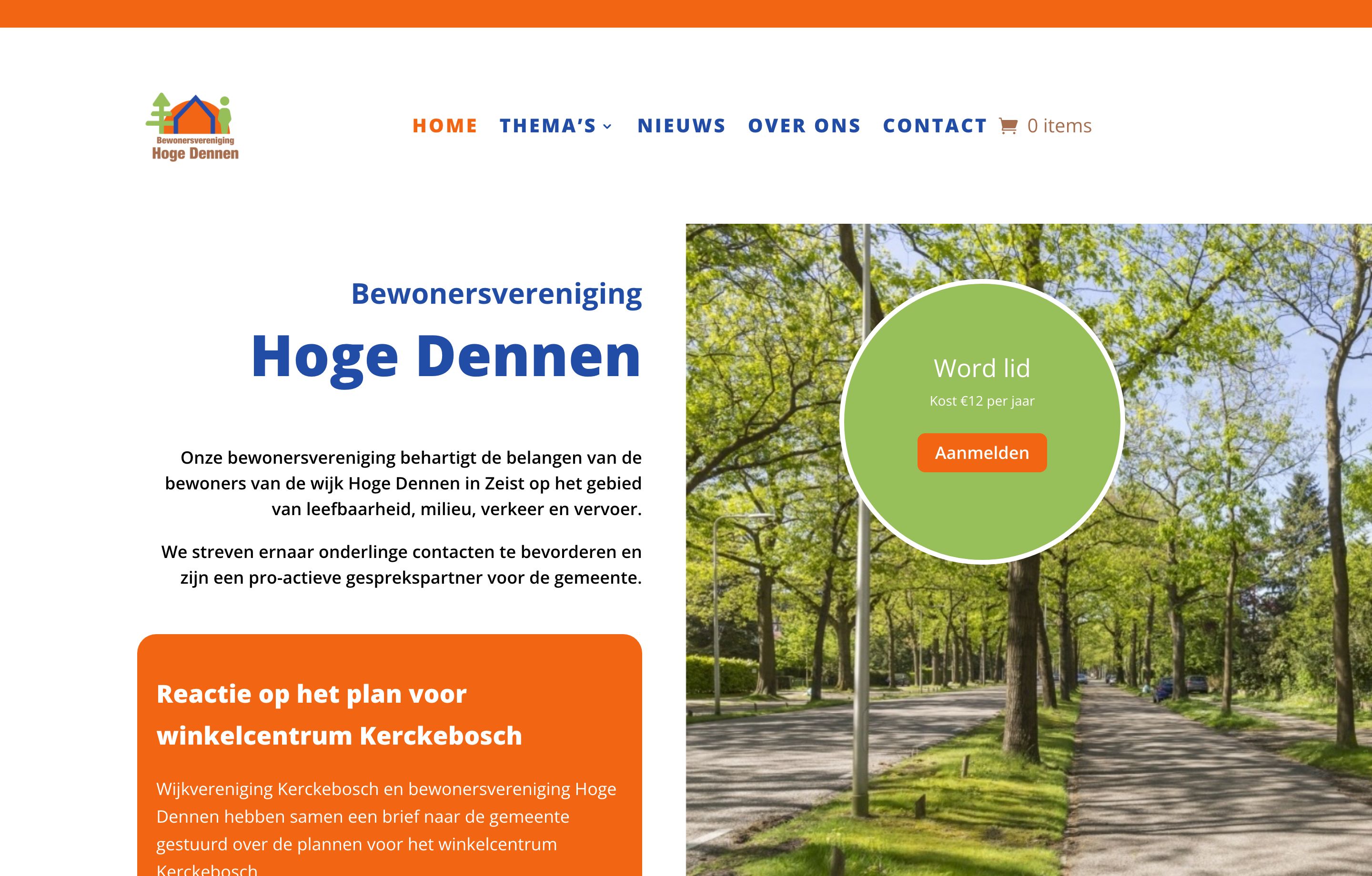 Homepage van Bewonersvereniging Hoge Dennen