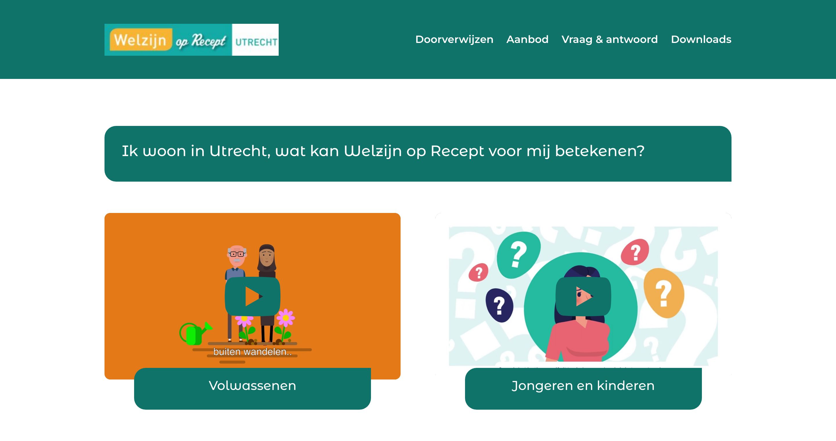 Homepage van Welzijn op Recept Utrecht